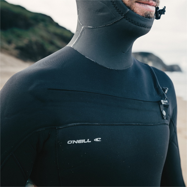 2026 O'Neill Mens Epic 6/4mm Chest Zip Hooded Wetsuit 5649 - Black / Black / Black